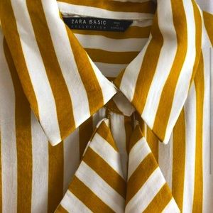 Satin Button up. Never worn. Gorgeous deep yellow stripe throughout. Zara